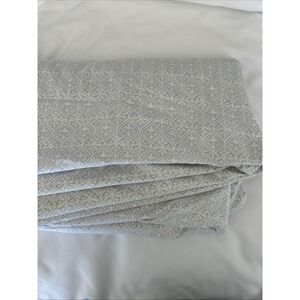 Lauren Ralph Lauren Blue White Medallion Damask 100% Cotton Flat Sheet Bedding